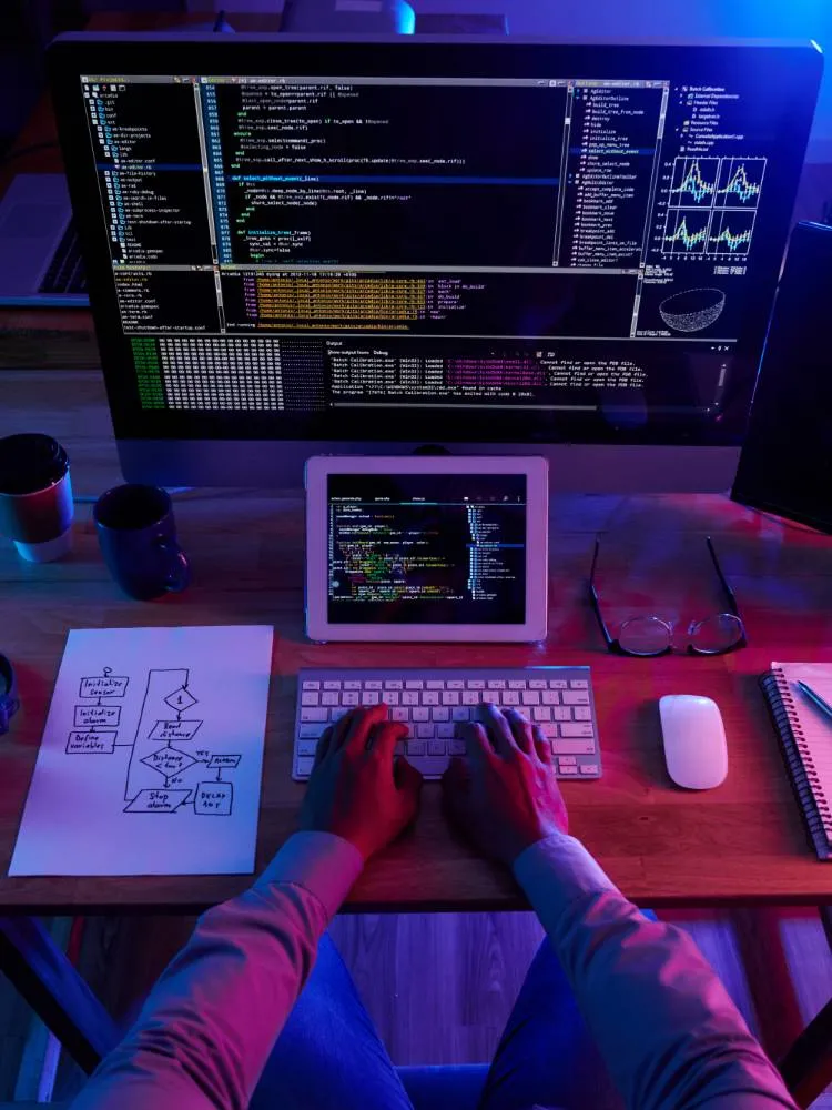 Computer screen showing coding