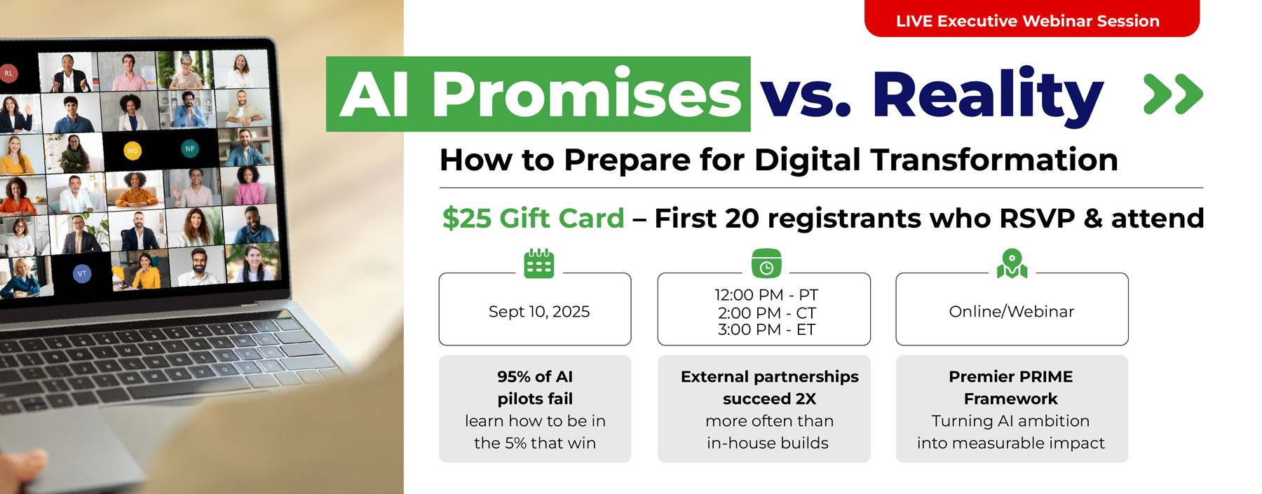 Banner of webinar AI Promises vs Reality Banner of webinar AI Promises vs Reality